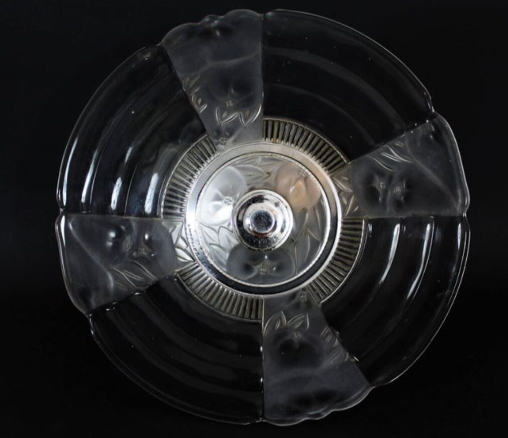 Cake holder, glass and metal, Circa 1930 (Art Deco)