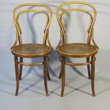 Two chairs No. 14, circa 1890 by Fuchs and Freud Bielitz, original patina