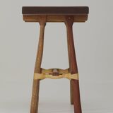 Contemporary handcrafted stool / end table in solid oak and sipo wood