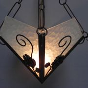 Art deco hanging lamp with 4 cloudy glass plates