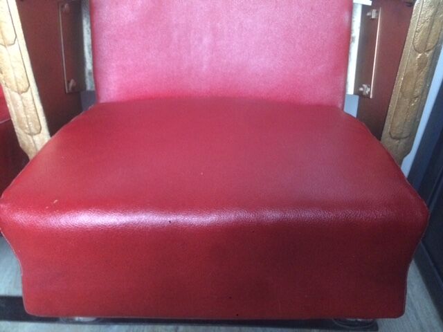 Pair of red skai leather cinema chairs