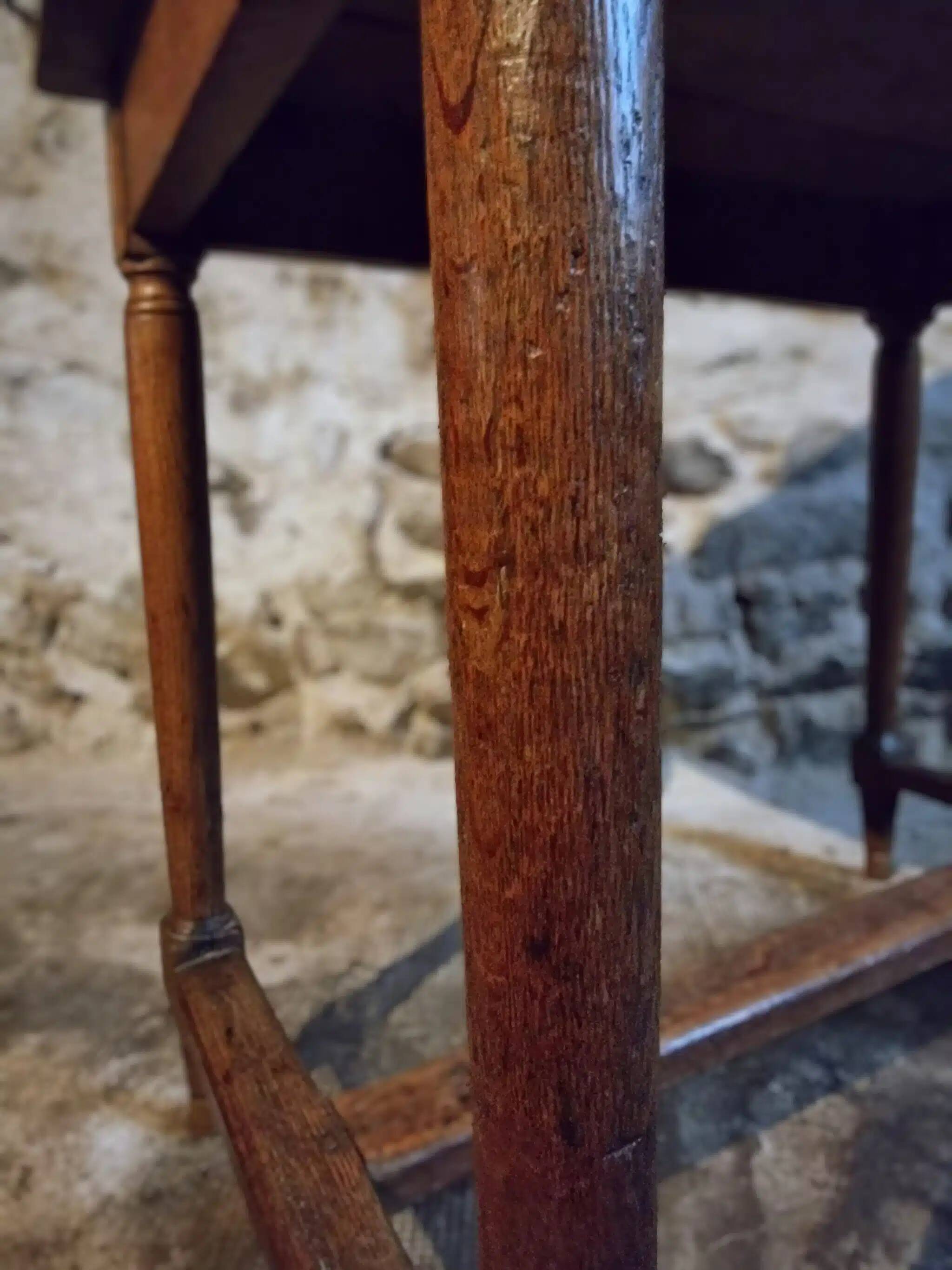 Antique French oak table, writing table from the early 19th century.