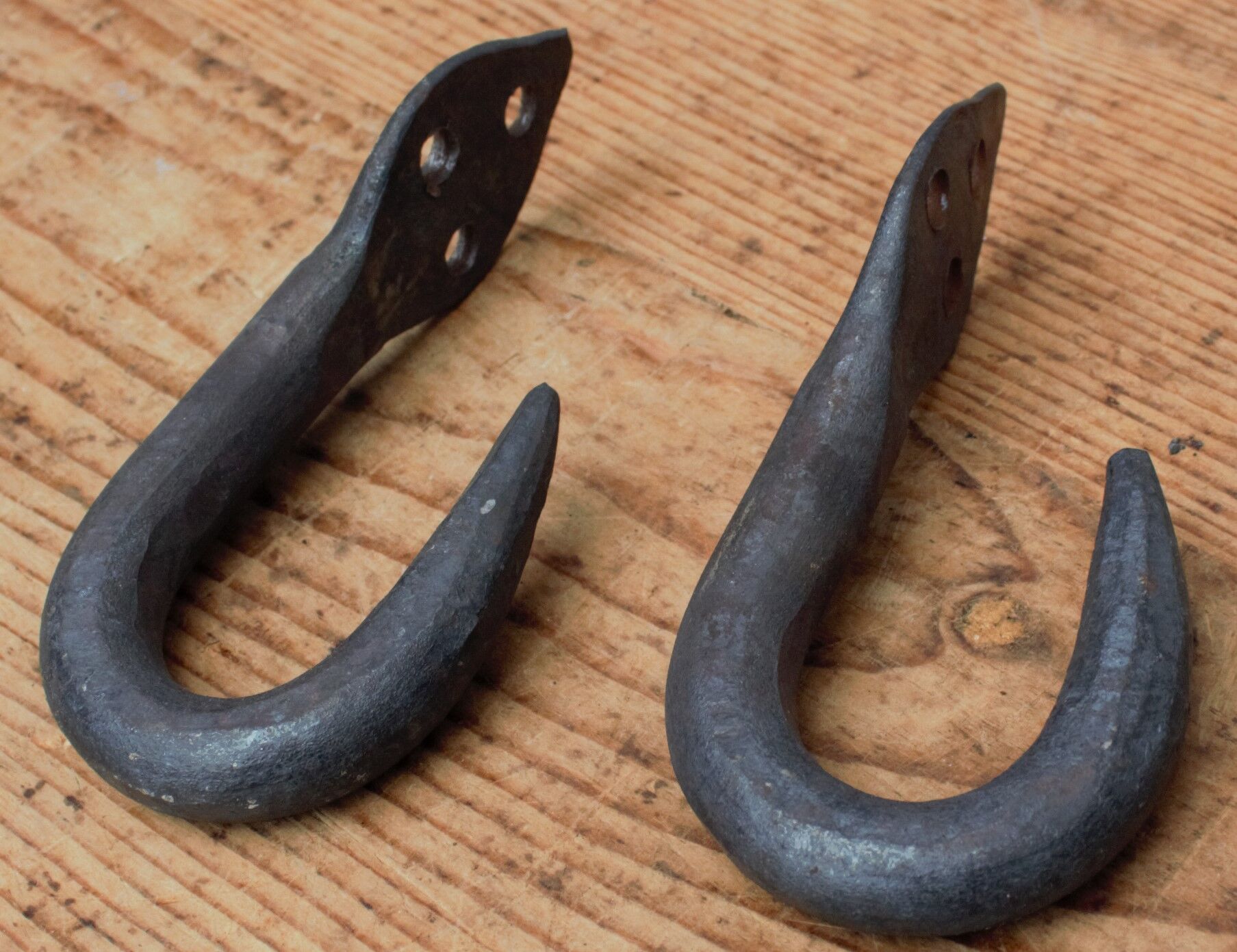Antique set of 2 industrial butcher hooks