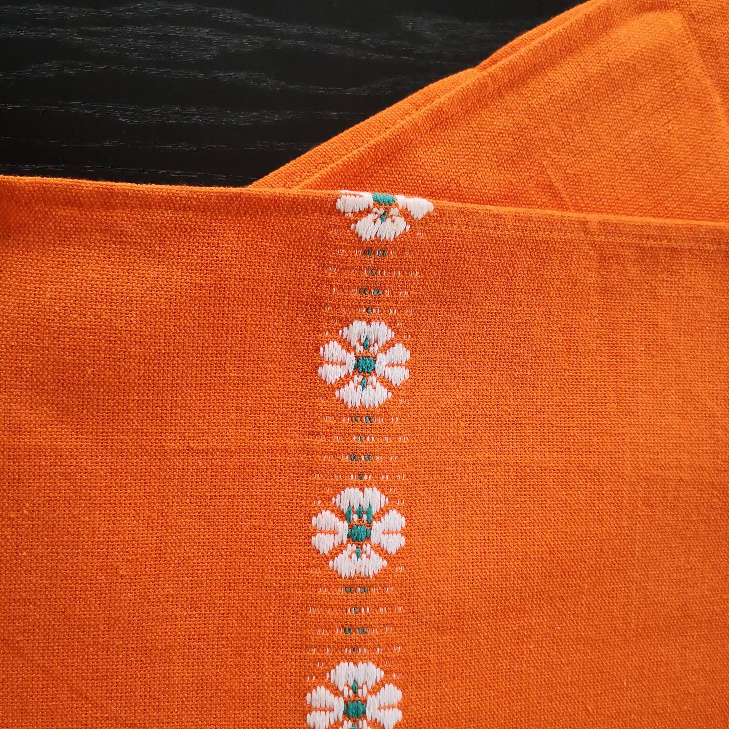 12 square orange vintage cotton towels