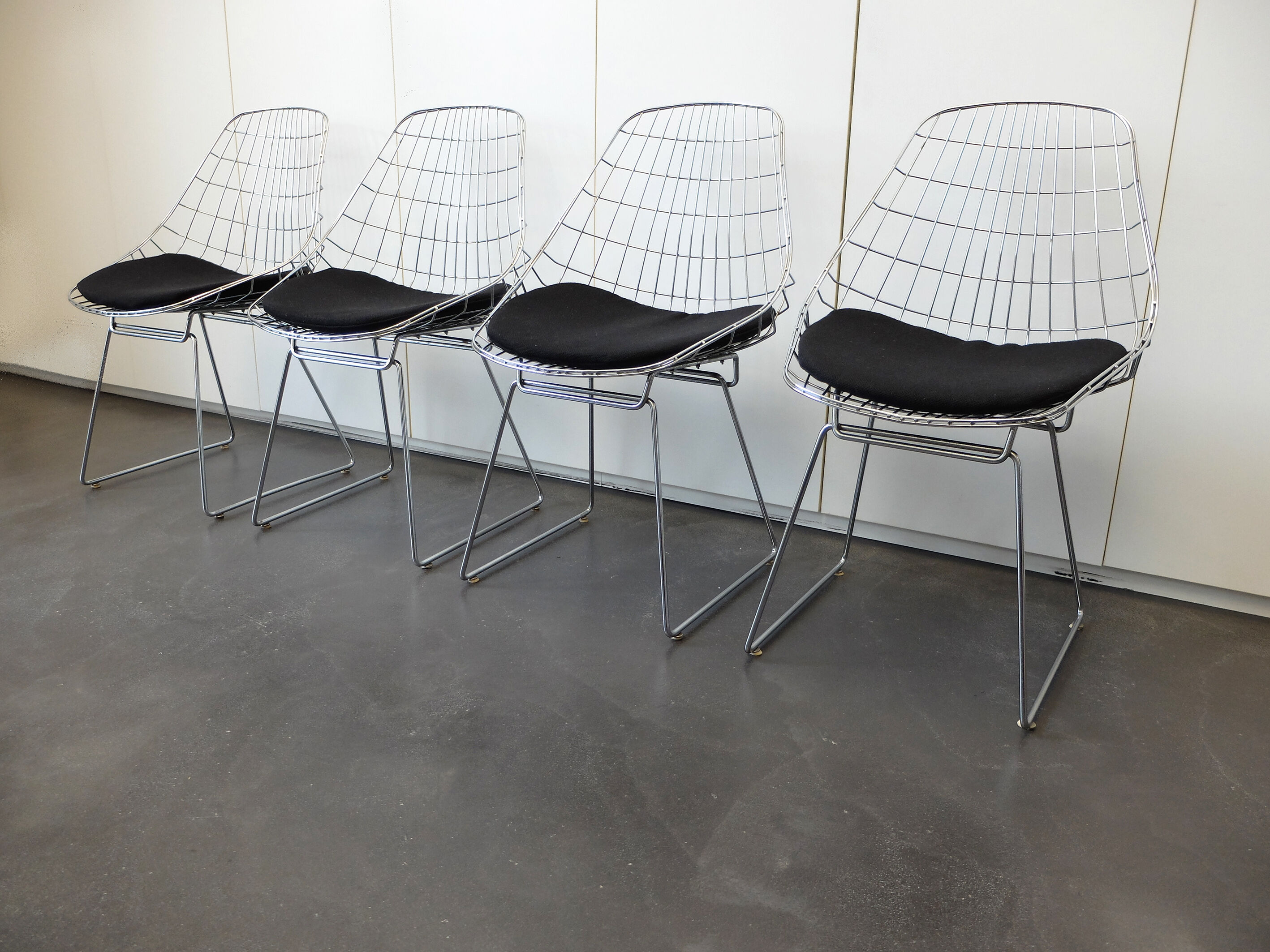 Four vintage SM05 chairs chromed by Cees Braakman for Pastoe, 1960-70