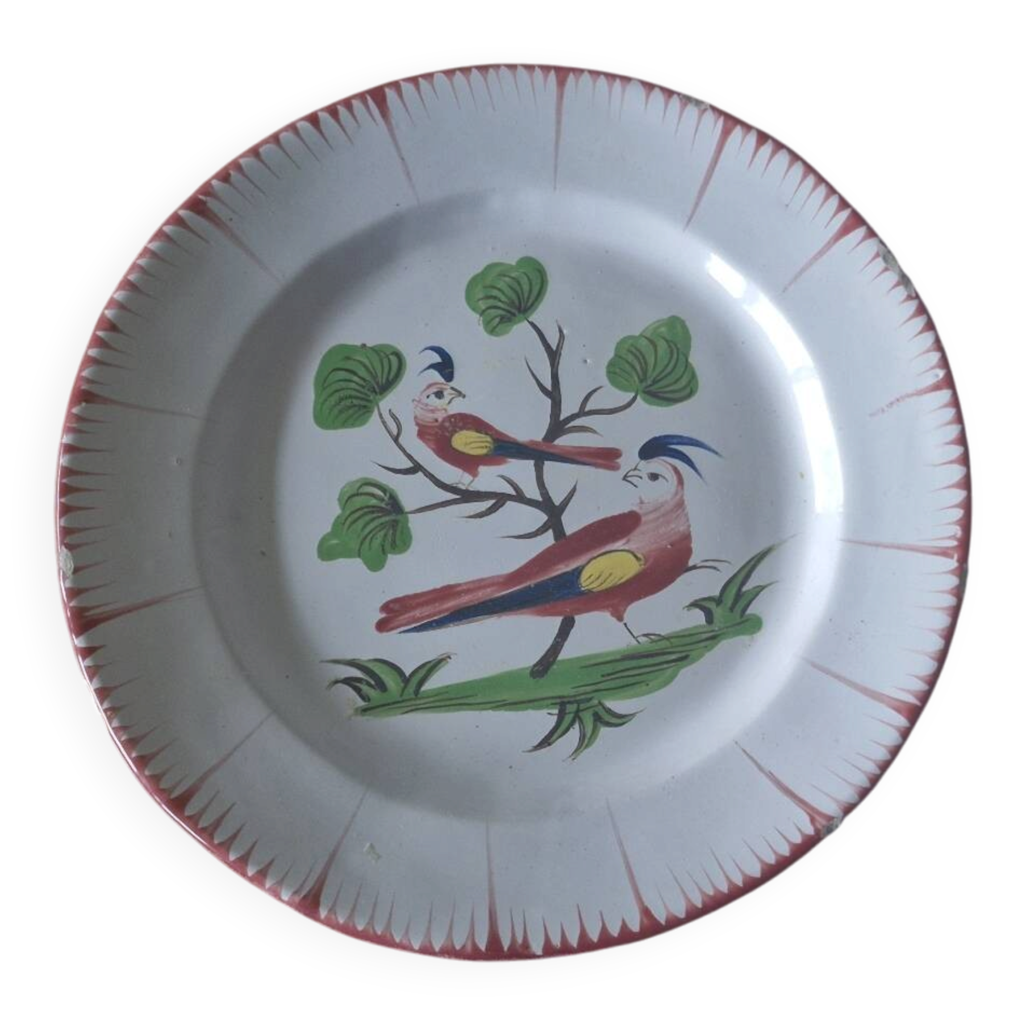 Antique plate with birds