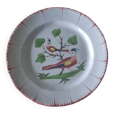 Assiette ancienne aux oiseaux