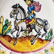 Old Spanish ceramic plate of the nineteenth century hand painted. Unique piece