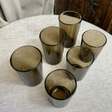 Six glasses, smoked glass, Vereco, 1970s