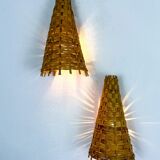 Pair of mid-century rattan wall shades, Italy, circa 1960s
