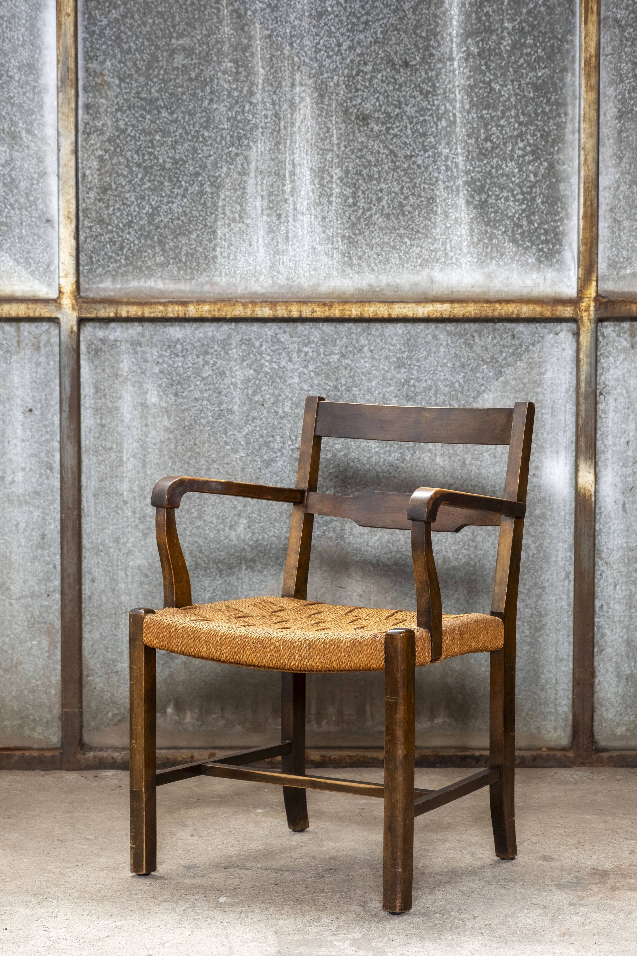 Fauteuil avec assise tissée, Danemark 1930