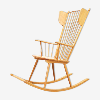 Rocking chair Wingback  par Albert Haberer pour Hermann Fleiner