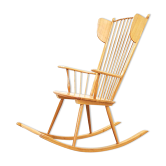 Rocking chair Wingback  par Albert Haberer pour Hermann Fleiner