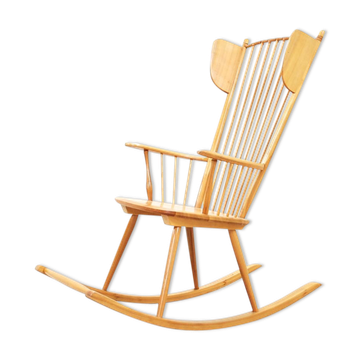Rocking chair Wingback  par Albert Haberer pour Hermann Fleiner
