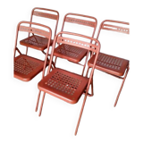 5 foldable chairs metal vintage ep 1970
