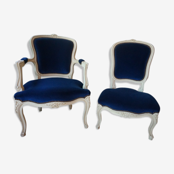 Fauteuil et chaise style Louis XV