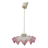 Old suspension lamp with parma pink frosted glass lampshade