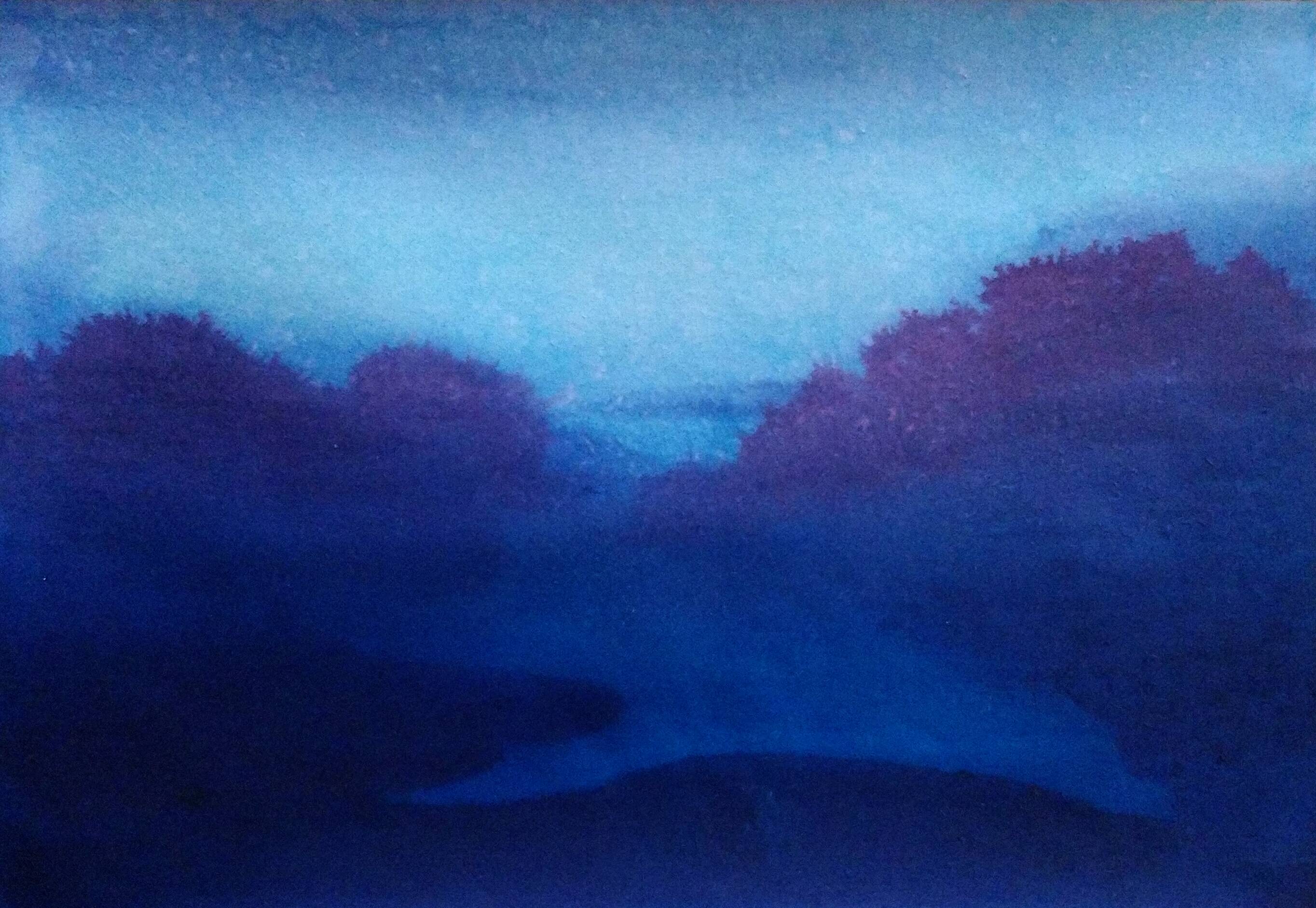 Blue landscape in ink Between dog and wolf 10