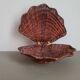Vintage wicker shell basket, French bohemian decoration.