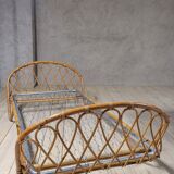 Vintage rattan basket sofa bed - 1950s
