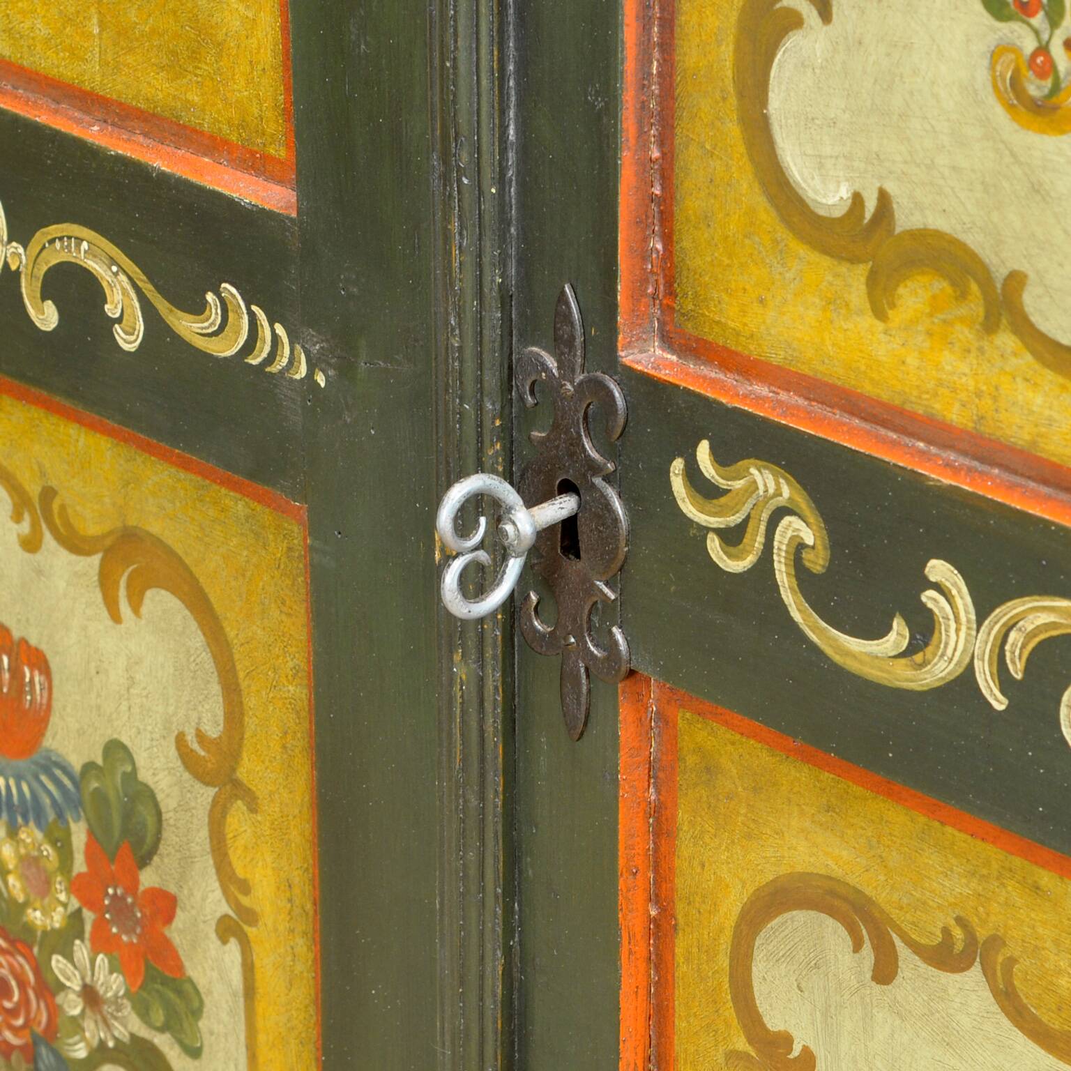 Antique German Hand Painted Cabinet, Circa 1850