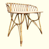 Bamboo and rattan desk and chair set, circa 1970
