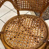 Salon en rotin et cannage formé de 2 fauteuils et d'une table basse