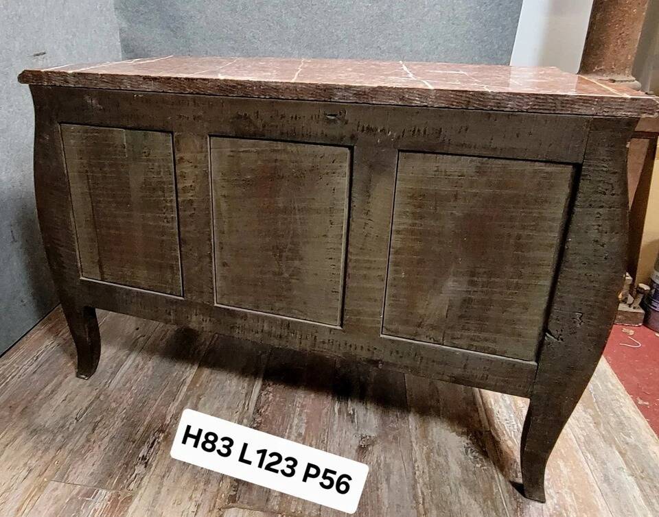 Louis XV style curved chest of drawers in marquetry circa 1880