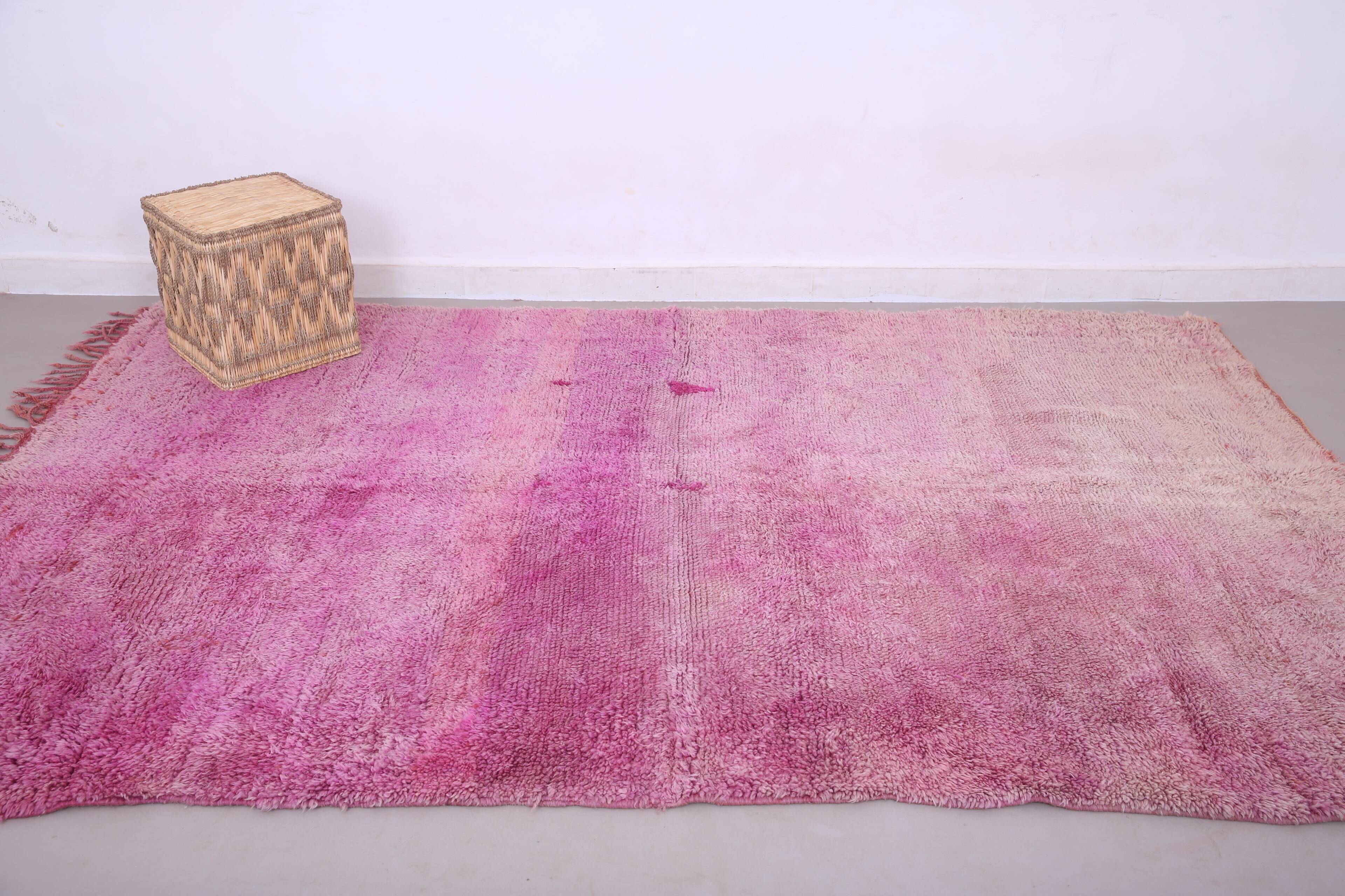 Tapis marocain vintage violet 197 x 296 cm - Tapis en laine berbère - Tapis fait main
