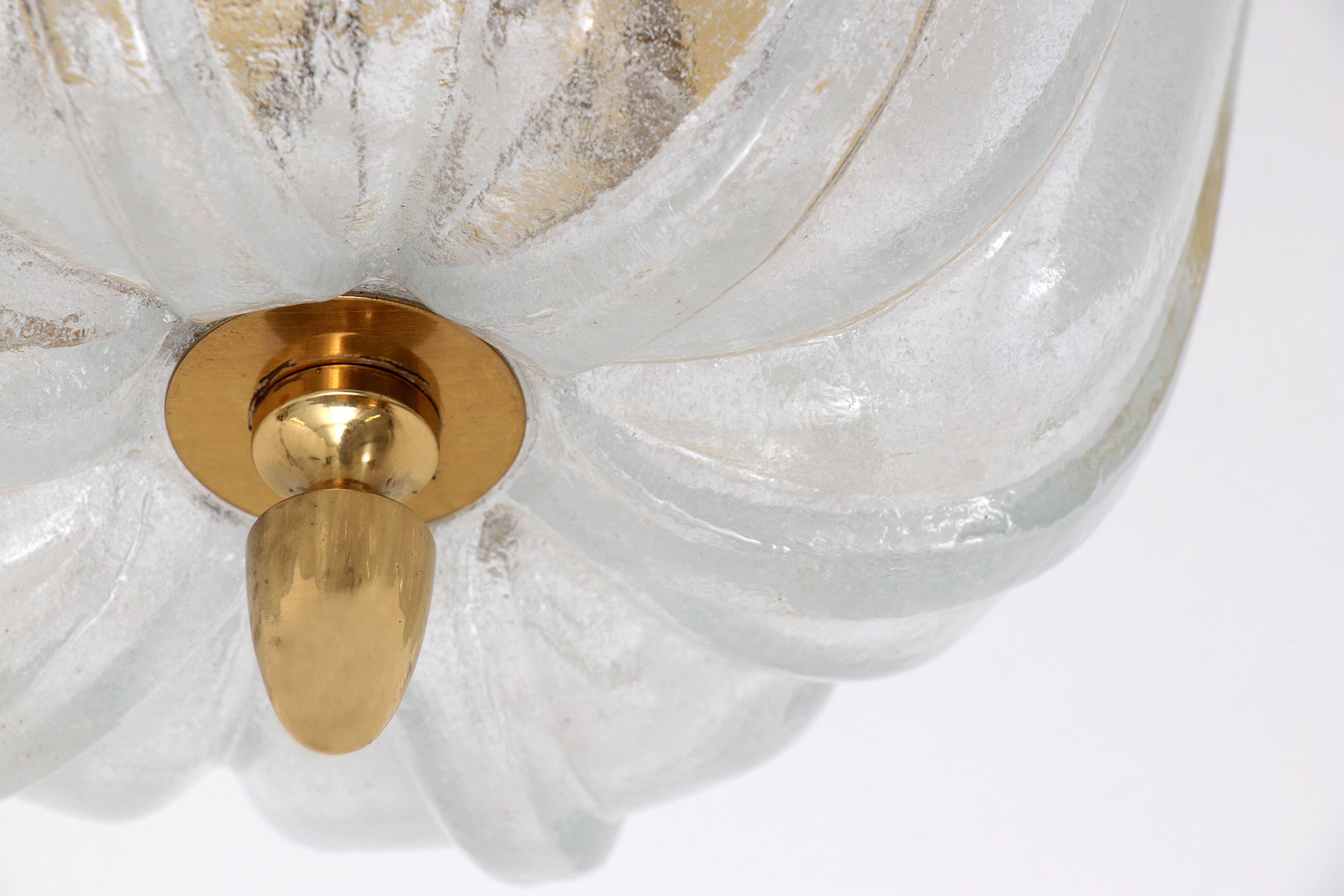 Small round ceiling lamp made of Murano glass Glashutte Limburg, Germany, 1970s