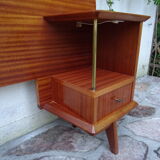 Double teak headof with bedside