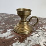 Hand candle holder, cellar rat, brass, gilded, gold, handle, 1950s, decoration, chic, decor, room