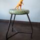 Tabouret tripode vintage, style industriel bois et métal