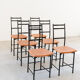 Dining chairs in brown leather and aluminum by ycami, 1980