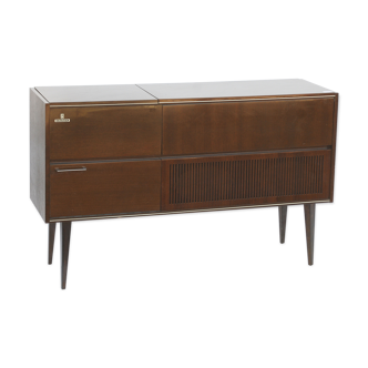 Radio furniture and vintage record player