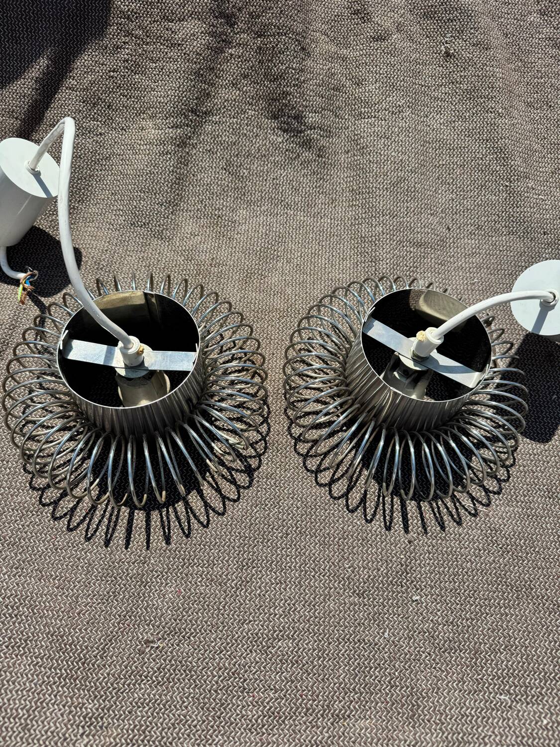 Pair of 70's Andrea Lazzari pendant lights for Morosini