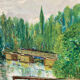 Oil painting on panel The bridge of Créteil signed H.Jaquemart nineteenth century