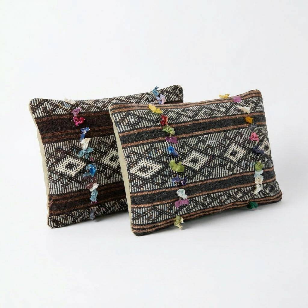 Set of 2 vintage kilim cushion covers 38x61 cm