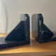 Pair of Art Deco bookends in black marble