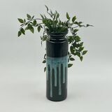Vintage 60s Ceramic Italian Handmade Vase – Caruso Design Politi Recanati - Black Base with Turquois