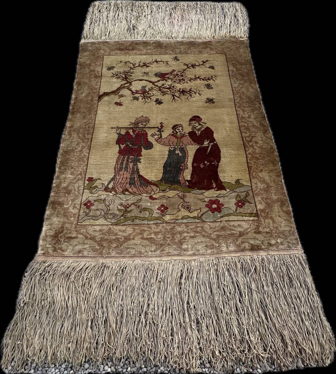 Signed Istanbul silk rug, circa 1920