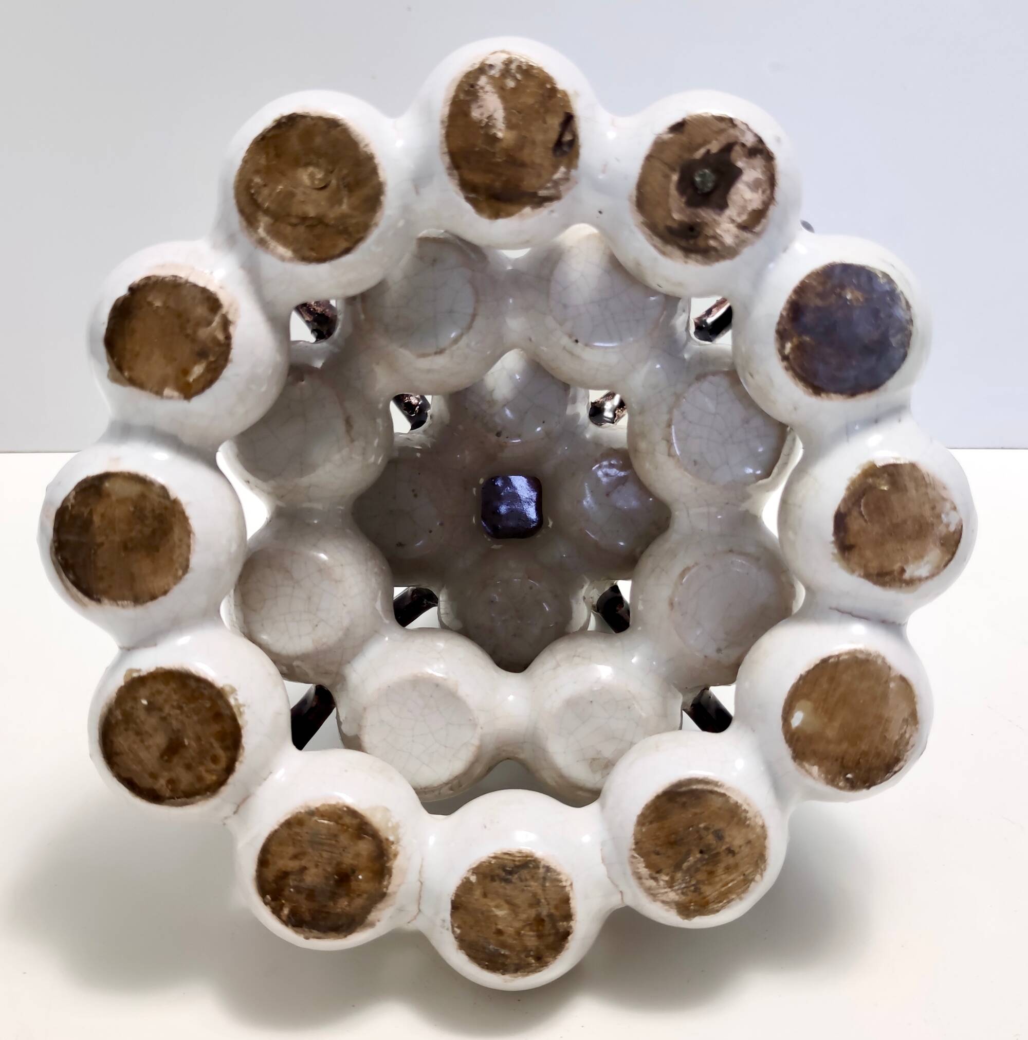 Art Deco / Etruscan Style Vintage Tulip Vase with Glazed Ceramic Amphoras