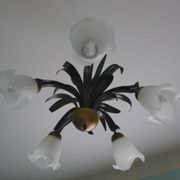 Five Pendant Lights with Frosted White Glass, 1970s
