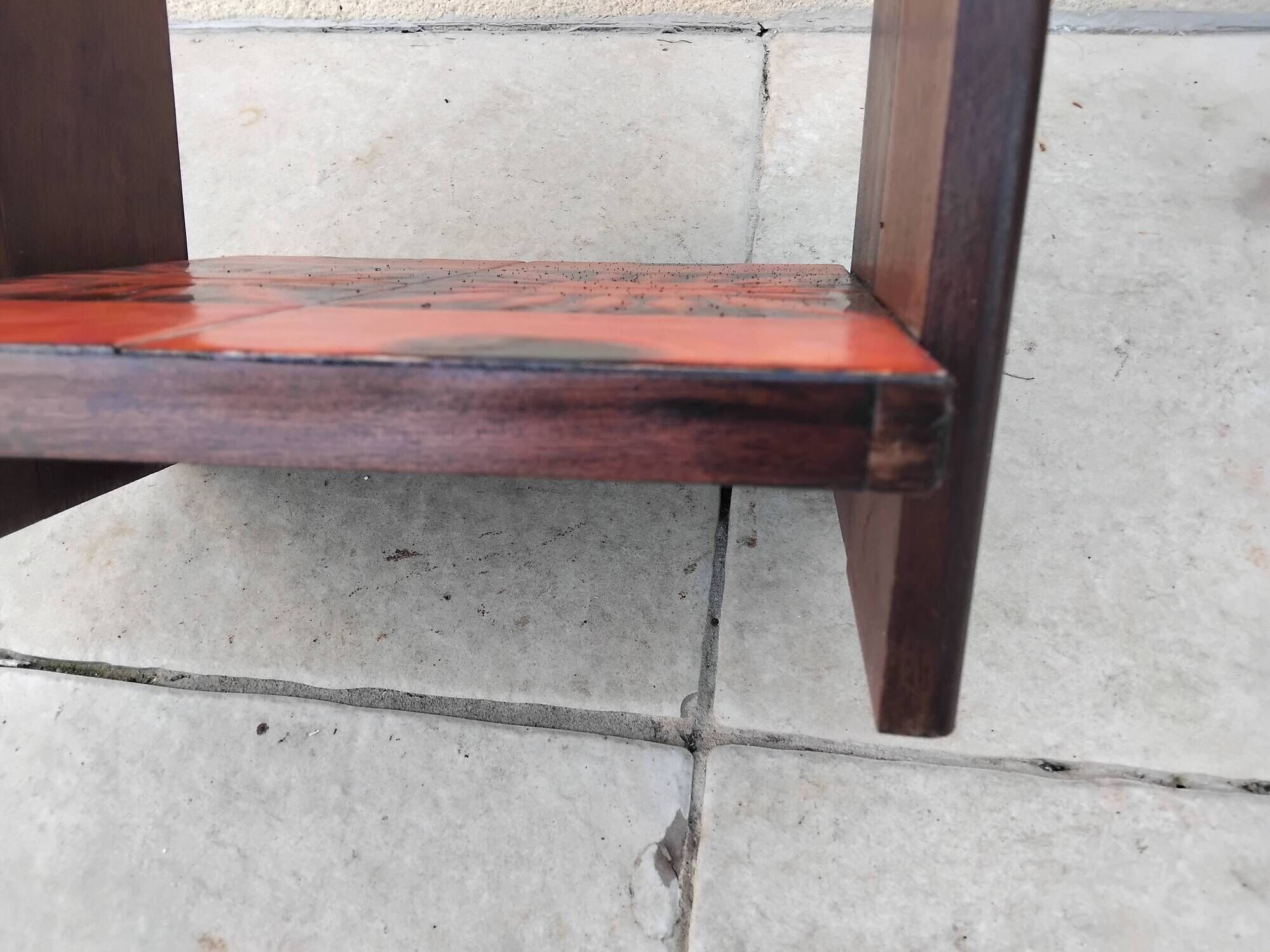 Vintage 1970s pedestal table ceramic