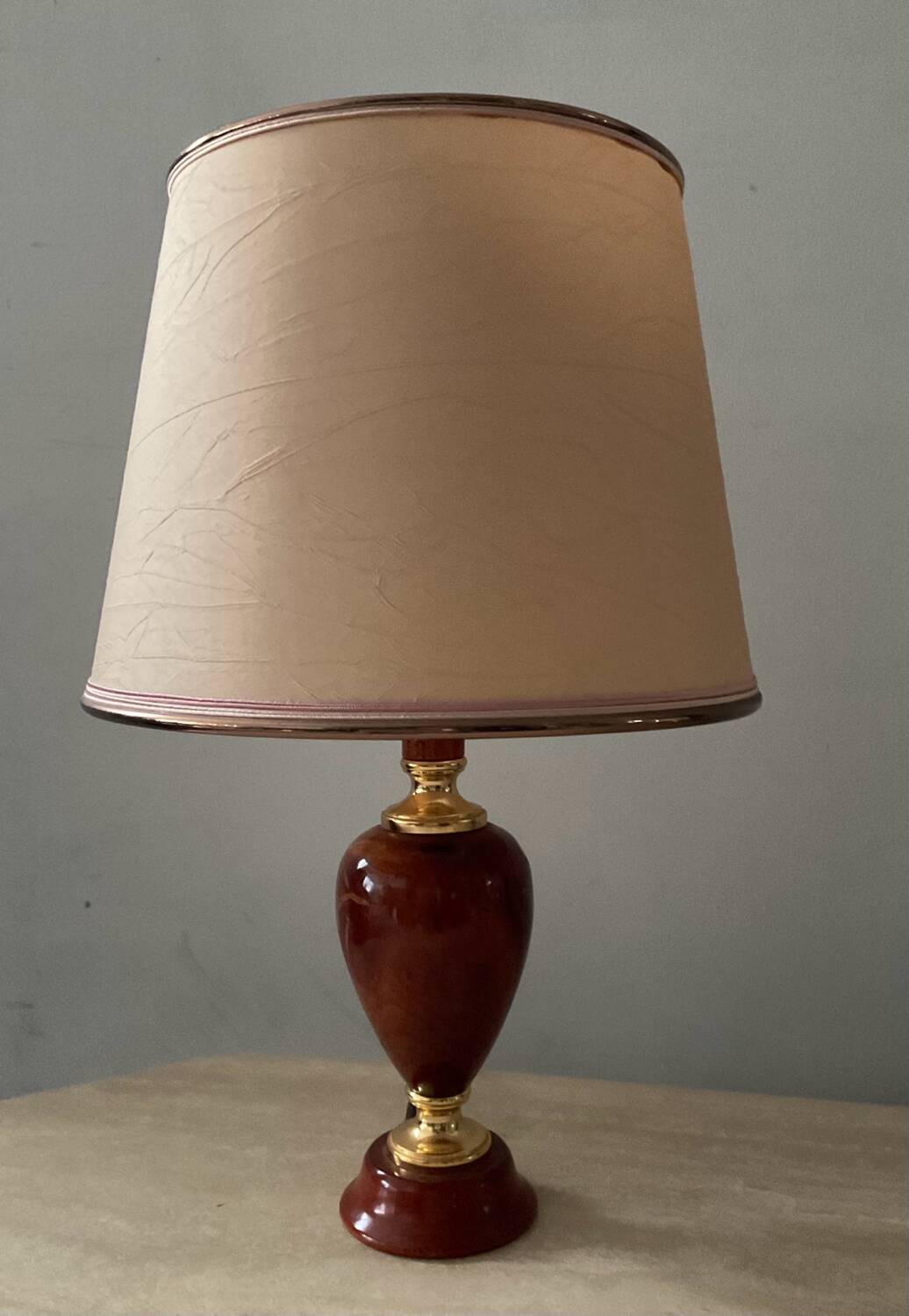 Le Dauphin house lamp in wood and brass from the 70s-80s