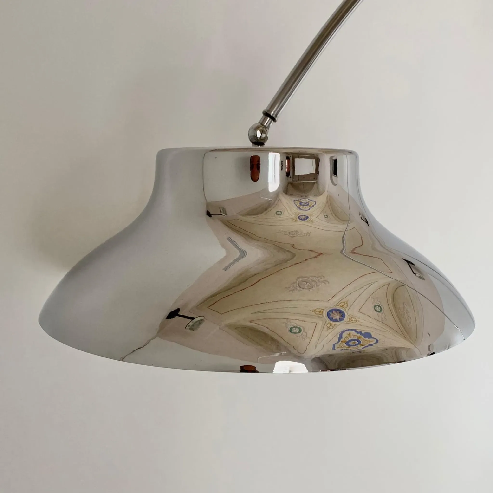 Sculptural Italian Space Age XL Chrome Arc Floor Lamp with Carrara Marble B