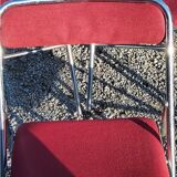 Set de 9 chaises pliantes  des années 70 tweed et métal chromé