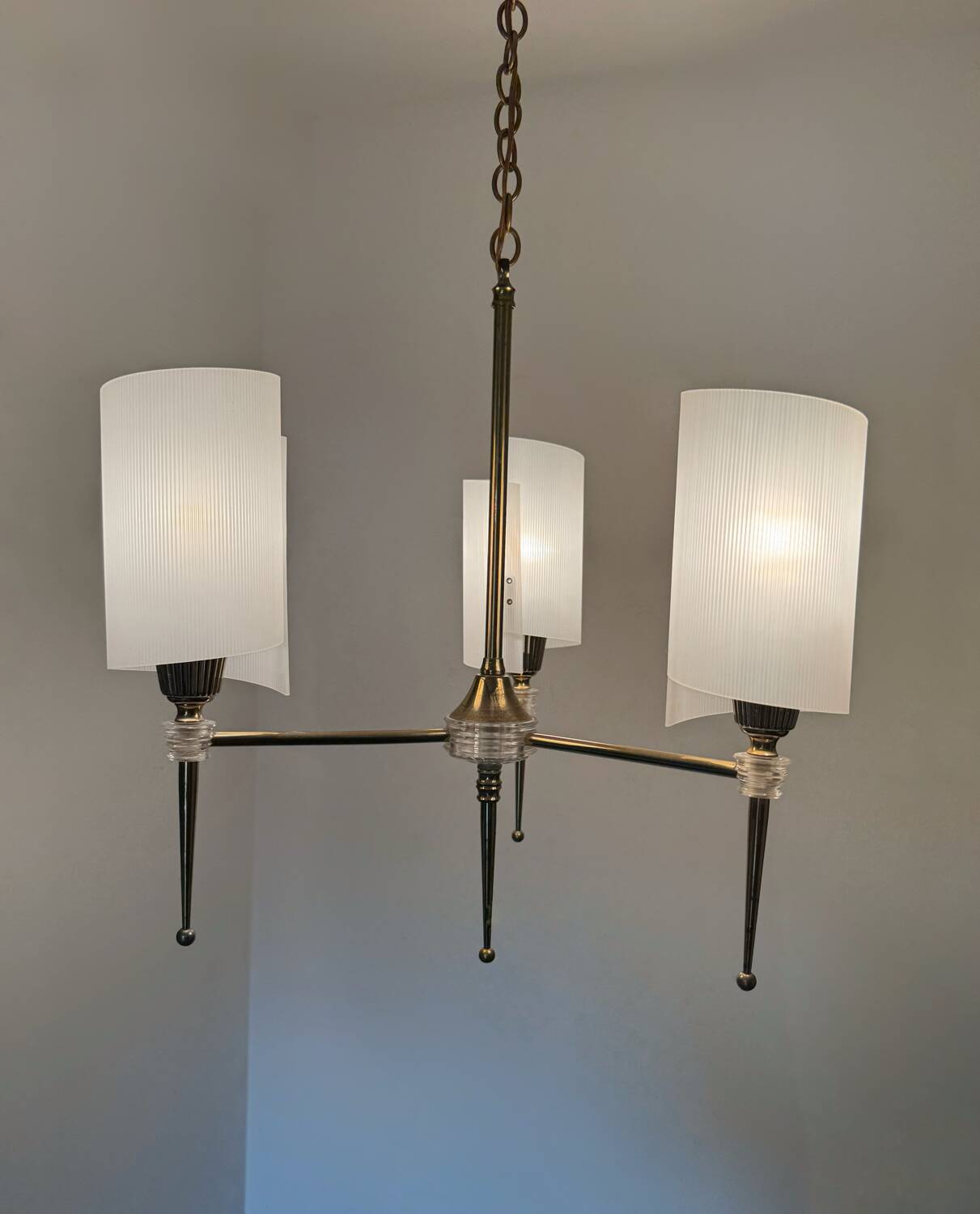 60s brass perspex chandelier