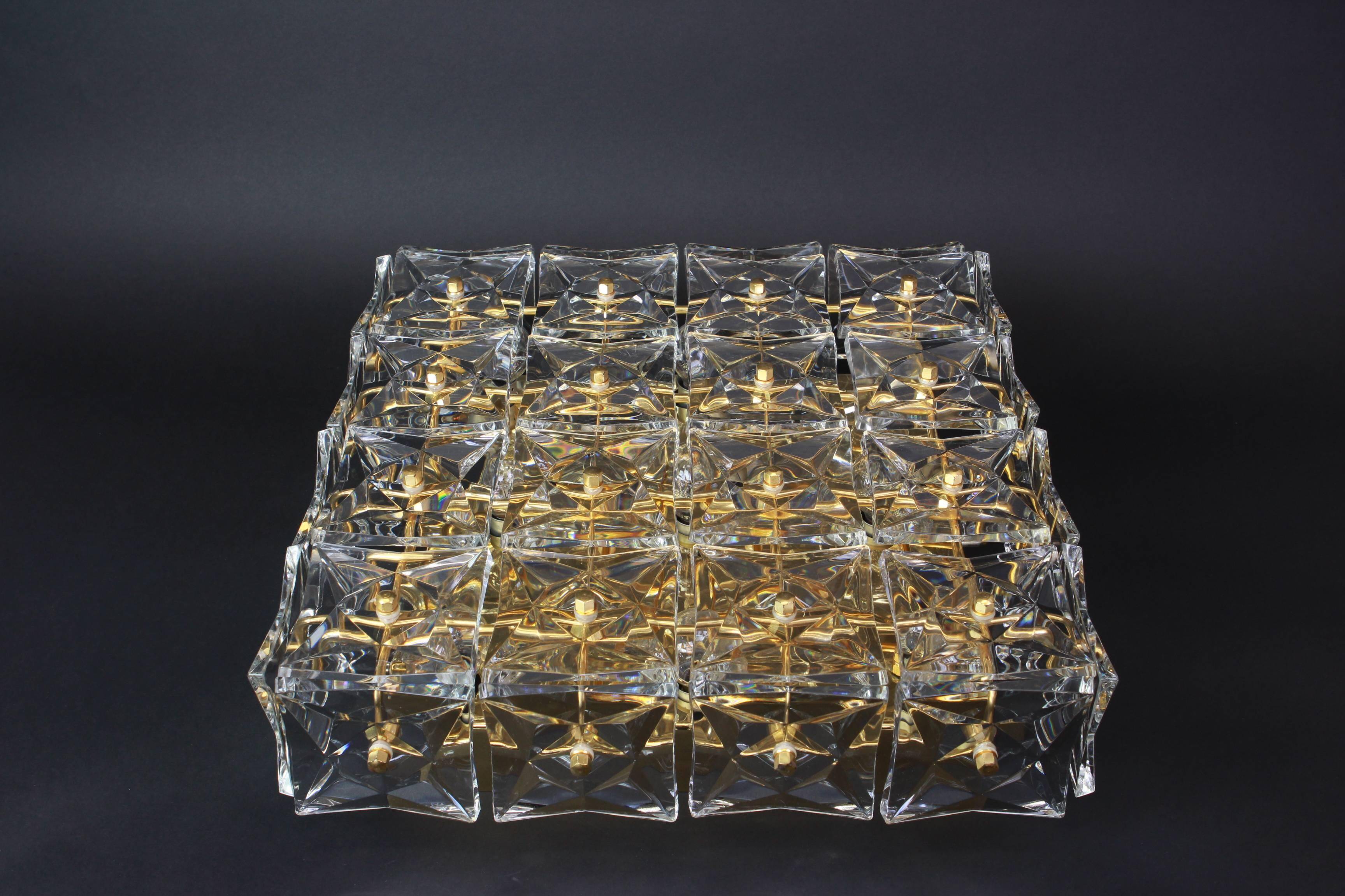 Large faceted crystal ceiling light by Kinkeldey, Germany, 1970s.