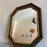 Gold and green wood frame mirror